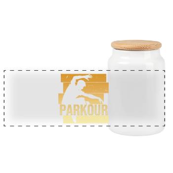 Parkour - Panorama Keksdose mit Holzdeckel - Weiß - Vorne