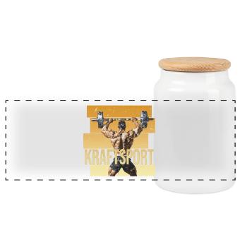Kraftsport - Panorama Keksdose mit Holzdeckel - Weiß - Vorne