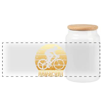 Radsport Leidenschaft - Panorama Keksdose mit Holzdeckel - Weiß - Vorne