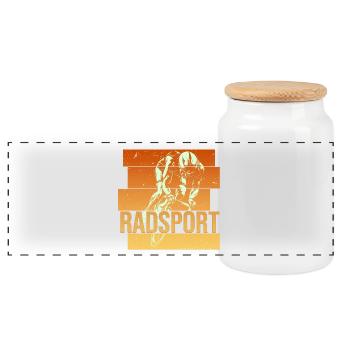 Radsport - Panorama Keksdose mit Holzdeckel - Weiß - Vorne
