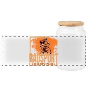 Radsport Leidenschaft - Panorama Keksdose mit Holzdeckel - Weiß - Vorne