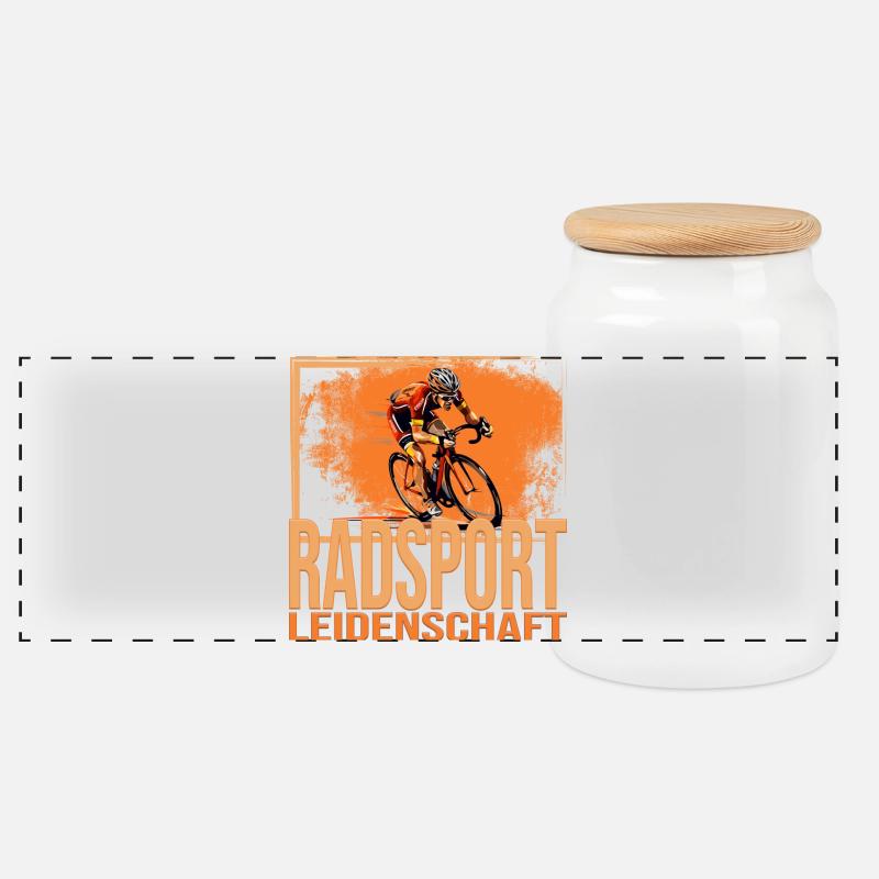 Radsport Leidenschaft - Panorama Keksdose mit Holzdeckel - Weiß