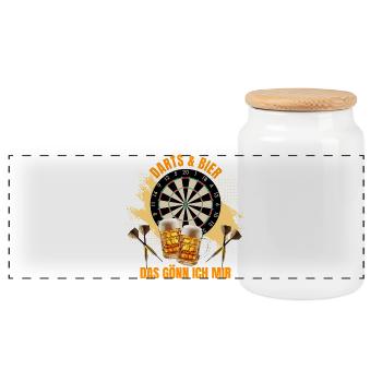 Dart & Bier - Das gönn ich mir - Panorama Keksdose mit Holzdeckel - Weiß - Vorne