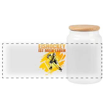 Eishockey ist mein Leben - Panorama Keksdose mit Holzdeckel - Weiß - Vorne