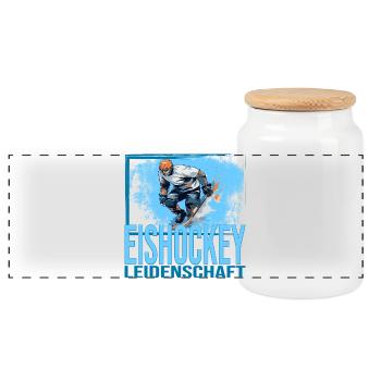 Eishockey Leidenschaft - Panorama Keksdose mit Holzdeckel - Weiß - Vorne