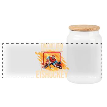 Eins mit dem Sport - Eishockey - Panorama Keksdose mit Holzdeckel - Weiß - Vorne