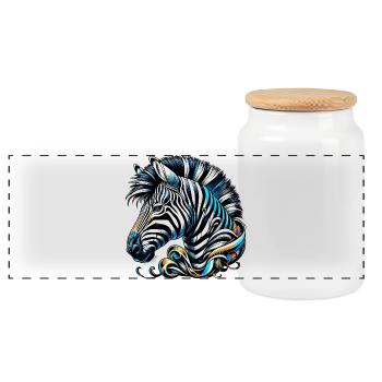 Zebra - Panoramic Cookie Jar with Wooden Lid - white - Front