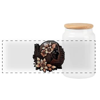 Cybernétique Femme Nature Technologie Design - Boîte à biscuits avec couvercle en bois - blanc - Devant