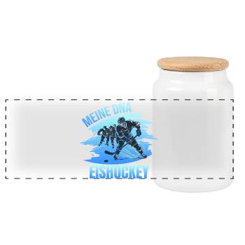 Meine DNA - Eishockey - Panorama Keksdose mit Holzdeckel - Weiß - Vorne