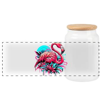 Flamant - Boîte à biscuits avec couvercle en bois - blanc - Devant
