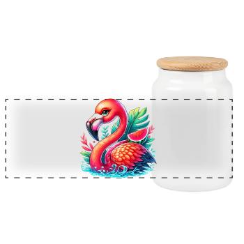 Flamant - Boîte à biscuits avec couvercle en bois - blanc - Devant
