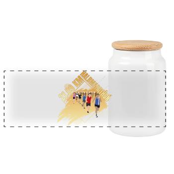 21 09 KM - Halbmarathon - Panorama Keksdose mit Holzdeckel - Weiß - Vorne