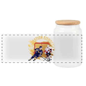 Faszination Eishockey - Panorama Keksdose mit Holzdeckel - Weiß - Vorne