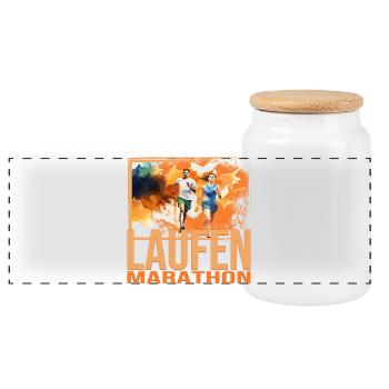 Laufen - Marathon - Panorama Keksdose mit Holzdeckel - Weiß - Vorne