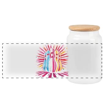 Bowling Cartoon Stil - Panorama Keksdose mit Holzdeckel - Weiß - Vorne