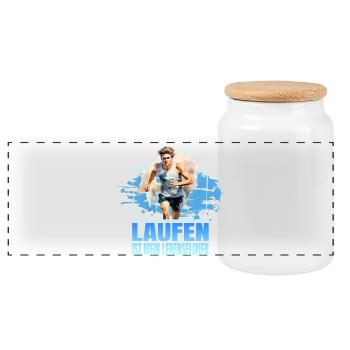 Laufen ist mein Lebenselixier - Panorama Keksdose mit Holzdeckel - Weiß - Vorne