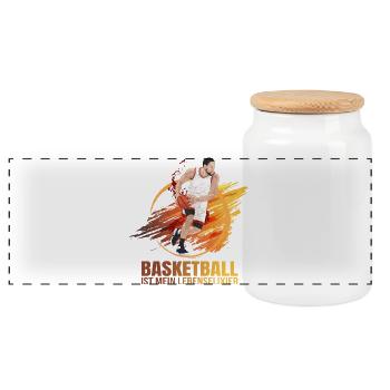 Basketball ist mein Lebenselixier - Panorama Keksdose mit Holzdeckel - Weiß - Vorne