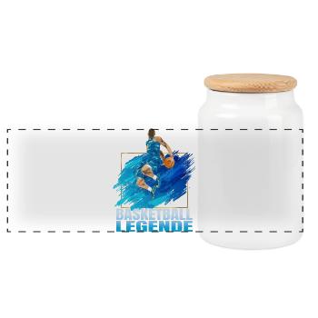 Basketball Legende - Panorama Keksdose mit Holzdeckel - Weiß - Vorne