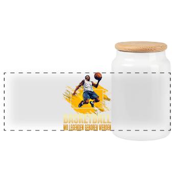 Basketball: Wo Legenden geboren werden - Panorama Keksdose mit Holzdeckel - Weiß - Vorne