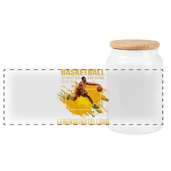 Basketball ist nicht nur ein Spiel es ist eine... - Panorama Keksdose mit Holzdeckel - Weiß - Vorne