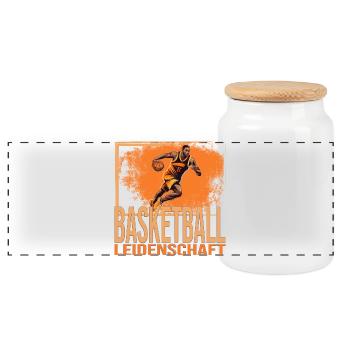 Basketball Leidenschaft - Panorama Keksdose mit Holzdeckel - Weiß - Vorne
