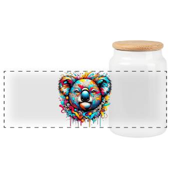 Koala - Panoramic Cookie Jar with Wooden Lid - white - Front