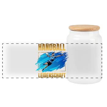 Handball Leidenschaft - Panorama Keksdose mit Holzdeckel - Weiß - Vorne