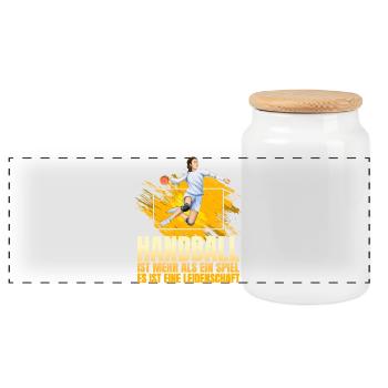 Handball ist mehr als ein Spiel es ist eine... - Panorama Keksdose mit Holzdeckel - Weiß - Vorne