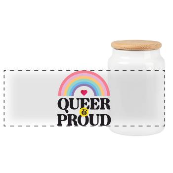 LGBT Pride Month - Queer und stolz - Panorama Keksdose mit Holzdeckel - Weiß - Vorne