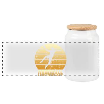Handball Leidenschaft - Panorama Keksdose mit Holzdeckel - Weiß - Vorne