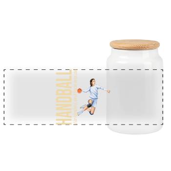 Handball ist der Adrenalinkick den ich brauch... - Panorama Keksdose mit Holzdeckel - Weiß - Vorne
