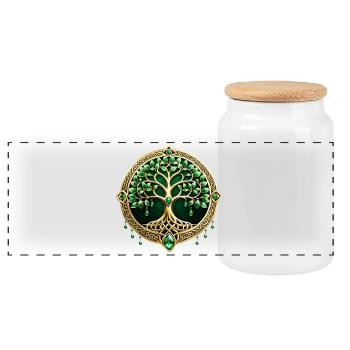The tree of life with Celtic knots. - Panoramic Cookie Jar with Wooden Lid - white - Front