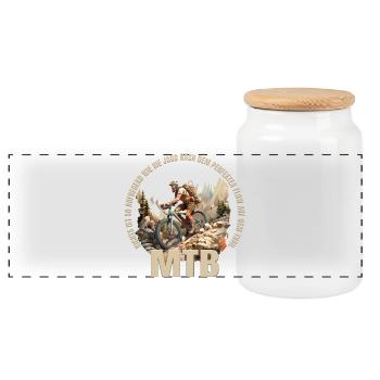 Nichts ist so Aufregend wie die Jagd... - MTB - Panorama Keksdose mit Holzdeckel - Weiß - Vorne