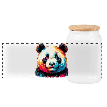 Panda - Panoramic Cookie Jar with Wooden Lid - white - Front