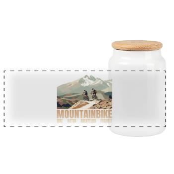 Mountainbike - Bike - Natur - Abenteuer - Freiheit - Panorama Keksdose mit Holzdeckel - Weiß - Vorne