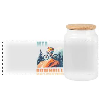Downhill - Wo Mut Natur sich treffen - Panorama Keksdose mit Holzdeckel - Weiß - Vorne