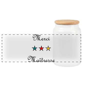 MERCI. MAÎTRESSE. MAÎTRE. MERCI MAÎTRESSE - Boîte à biscuits avec couvercle en bois - blanc - Devant