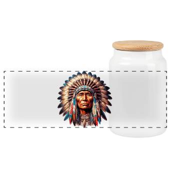 Amerikanischer Indianer Amerikanische Rote Haut - Panorama Keksdose mit Holzdeckel - Weiß - Vorne