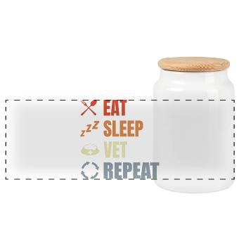Eat Sleep Vet Repeat - Panoramic Cookie Jar with Wooden Lid - white - Front