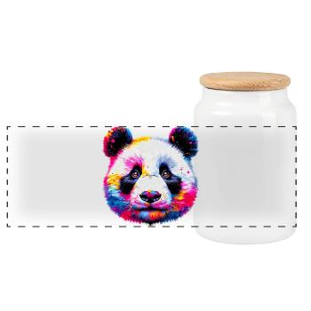 Panda - Panorama Keksdose mit Holzdeckel - Weiß - Vorne