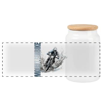 Mountainbike - Panorama Keksdose mit Holzdeckel - Weiß - Vorne
