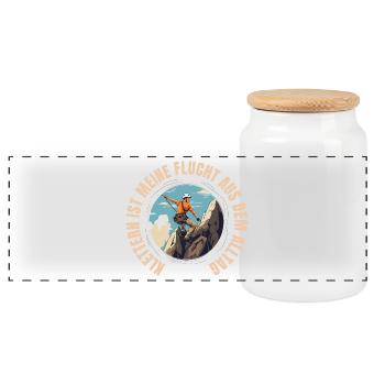 Klettern ist meine Flucht aus dem Alltag - Panorama Keksdose mit Holzdeckel - Weiß - Vorne