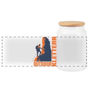 Outdoor Klettern - Panorama Keksdose mit Holzdeckel - Weiß - Vorne