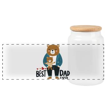 Best Dad Ever. Father's Day - Panoramic Cookie Jar with Wooden Lid - white - Front