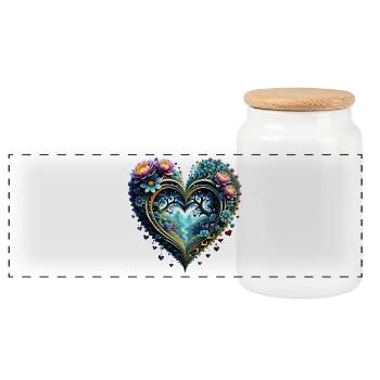 Merveilleux cœur de nature. - Boîte à biscuits avec couvercle en bois - blanc - Devant