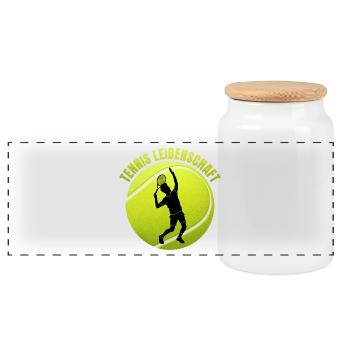 Tennis Leidenschaft - Panorama Keksdose mit Holzdeckel - Weiß - Vorne