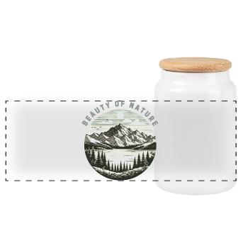 Montagne vintage - Boîte à biscuits avec couvercle en bois - blanc - Devant