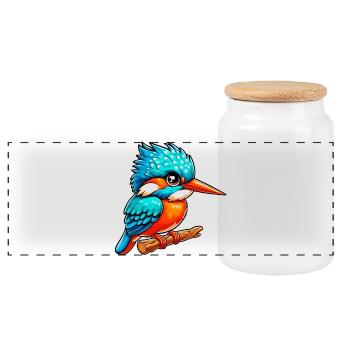 Martin-pêcheur - Boîte à biscuits avec couvercle en bois - blanc - Devant