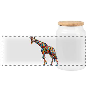 Girafe - Boîte à biscuits avec couvercle en bois - blanc - Devant