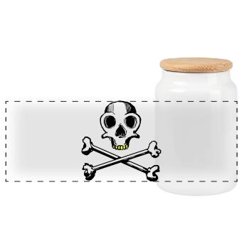 Skull and Bones 3c - Panoramic Cookie Jar with Wooden Lid - white - Front